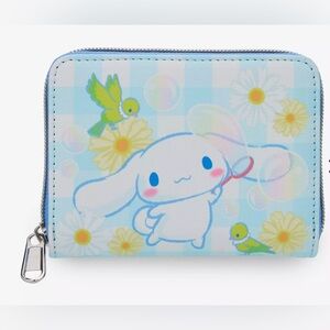 Sanrio Loungfly Cinnamoroll Blue Gingham Daisy Floral Zip Wallet New Collectors